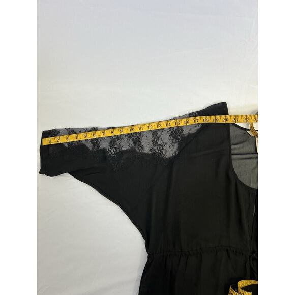 VTG BCBG Max AZRIA Sheer black blouse Size M lace cut out trim Wimsigoth - Picture 8 of 9